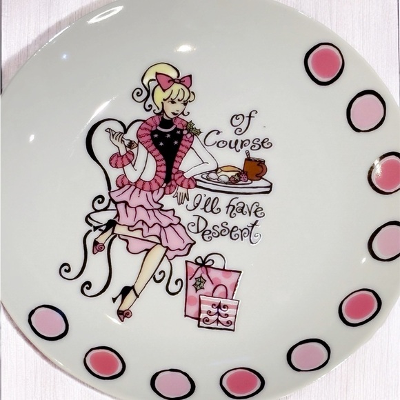 Dessert Plates Girlfriend Diva Chic Shopping Tea Party 9” Santa’s Workbench EUC - Picture 10 of 12